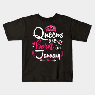 Women Queens Are Born In January Kids T-Shirt